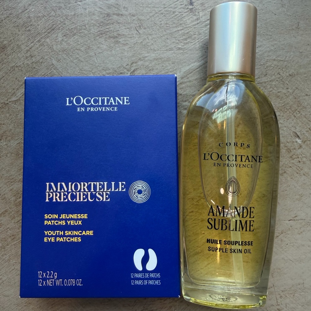 L'Occitane Soothing and Firming Almond Supple Skin Oil + Eye Patches